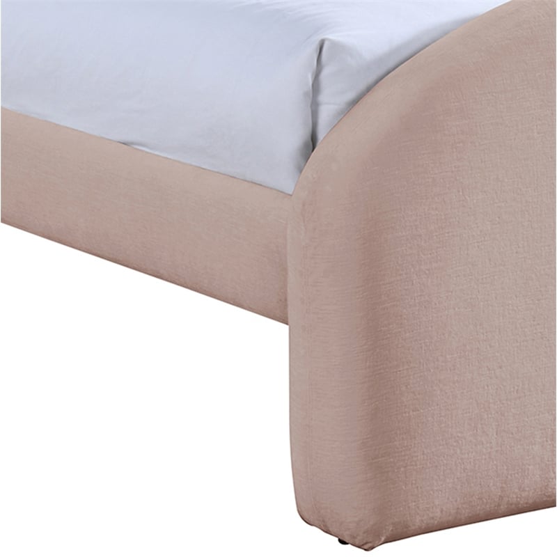 Bowery Hill Contemporary Pink Chenille Fabric Upholstered Twin Bed