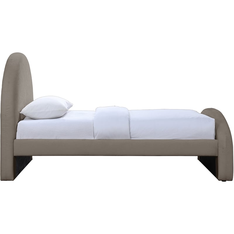Bowery Hill Contemporary Taupe Chenille Fabric Upholstered Twin Bed