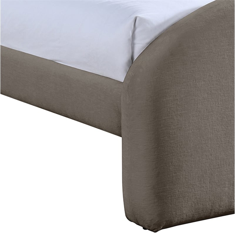 Bowery Hill Contemporary Taupe Chenille Fabric Upholstered Twin Bed