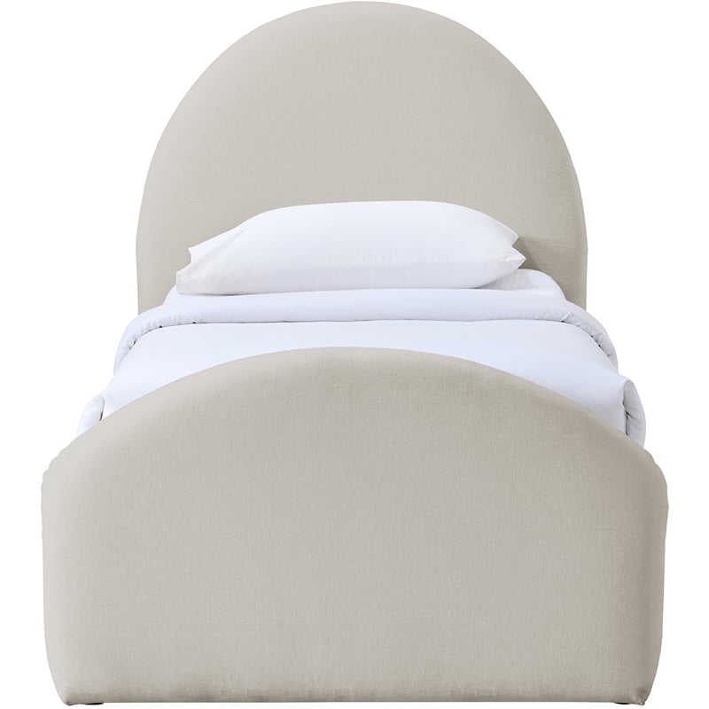 Bowery Hill Contemporary Beige Chenille Fabric Upholstered Twin Trundle Bed