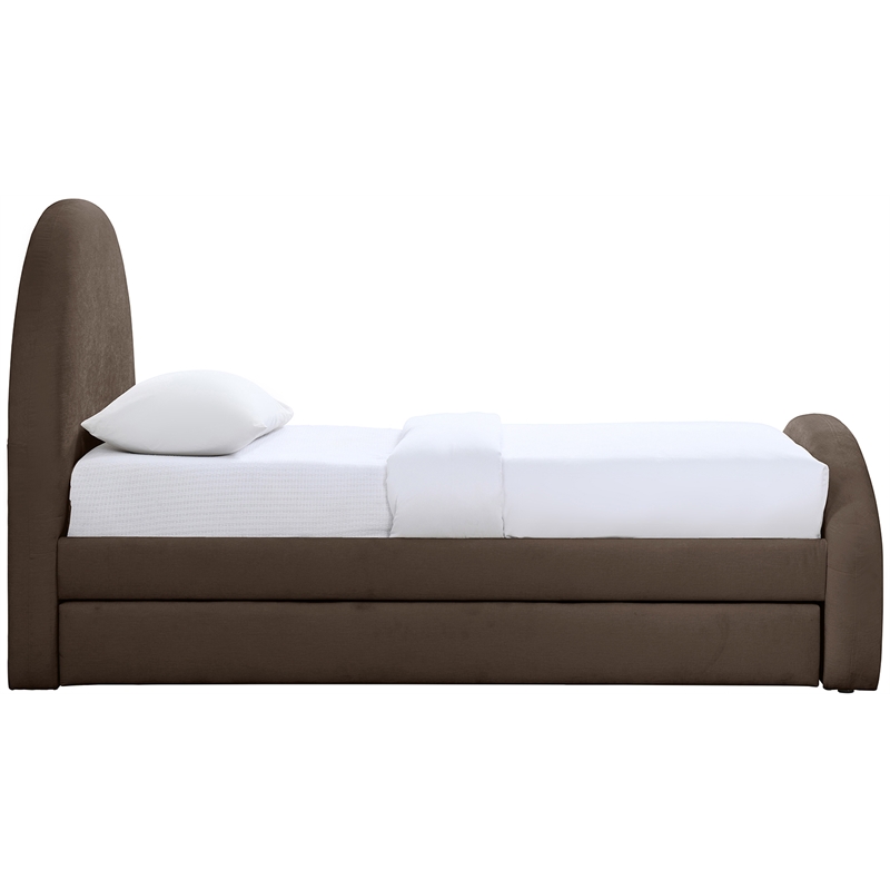 Bowery Hill Contemporary Brown Chenille Fabric Upholstered Twin Trundle Bed
