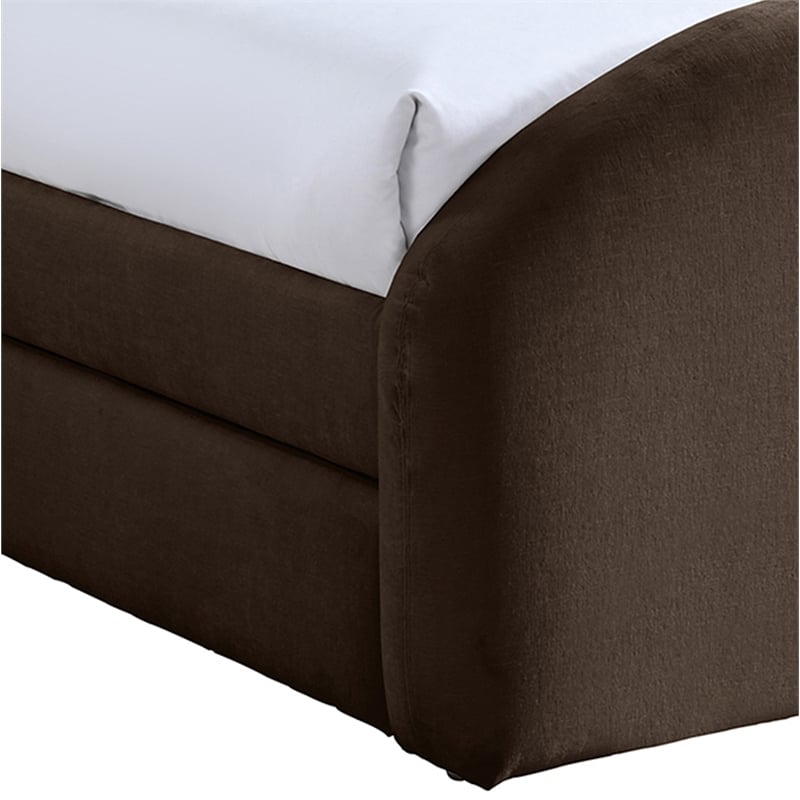Bowery Hill Contemporary Brown Chenille Fabric Upholstered Twin Trundle Bed
