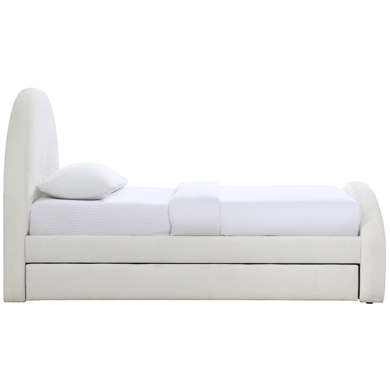 Bowery Hill Contemporary Cream Chenille Fabric Upholstered Twin Trundle Bed