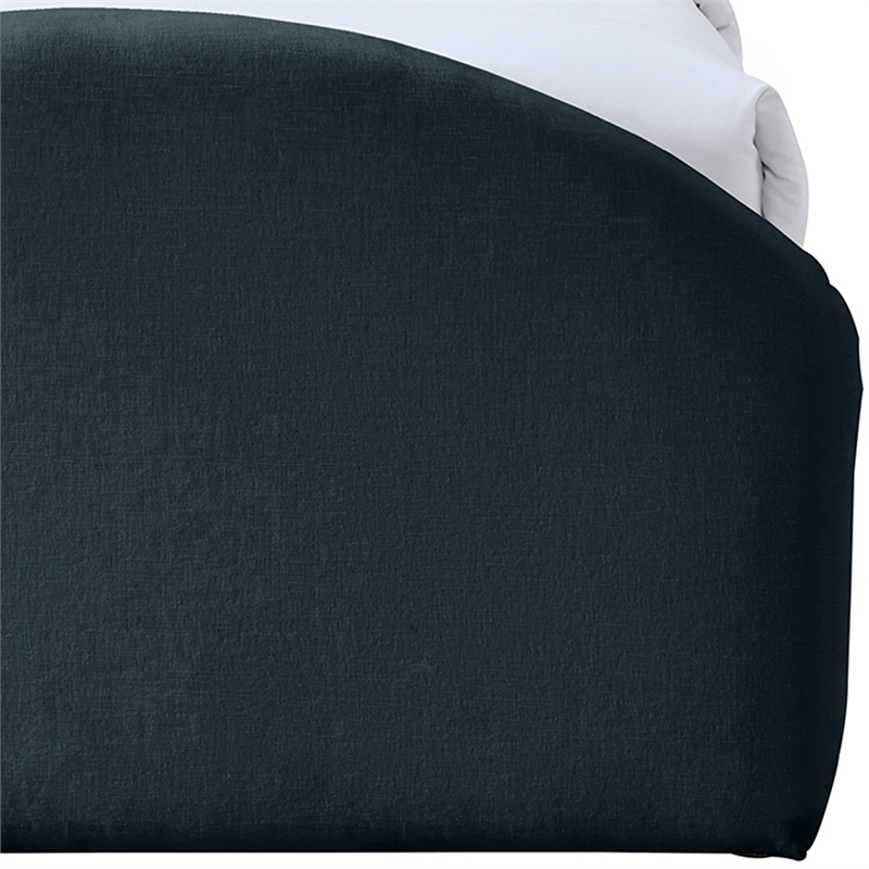 Bowery Hill Contemporary Navy Chenille Fabric Upholstered Twin Trundle Bed