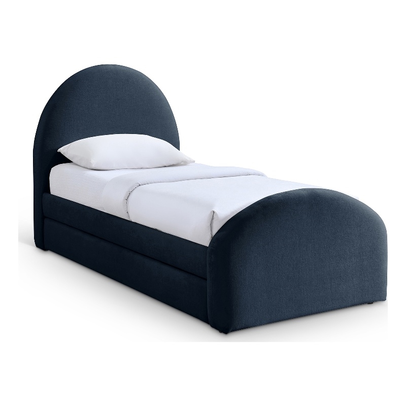 Bowery Hill Contemporary Navy Chenille Fabric Upholstered Twin Trundle Bed