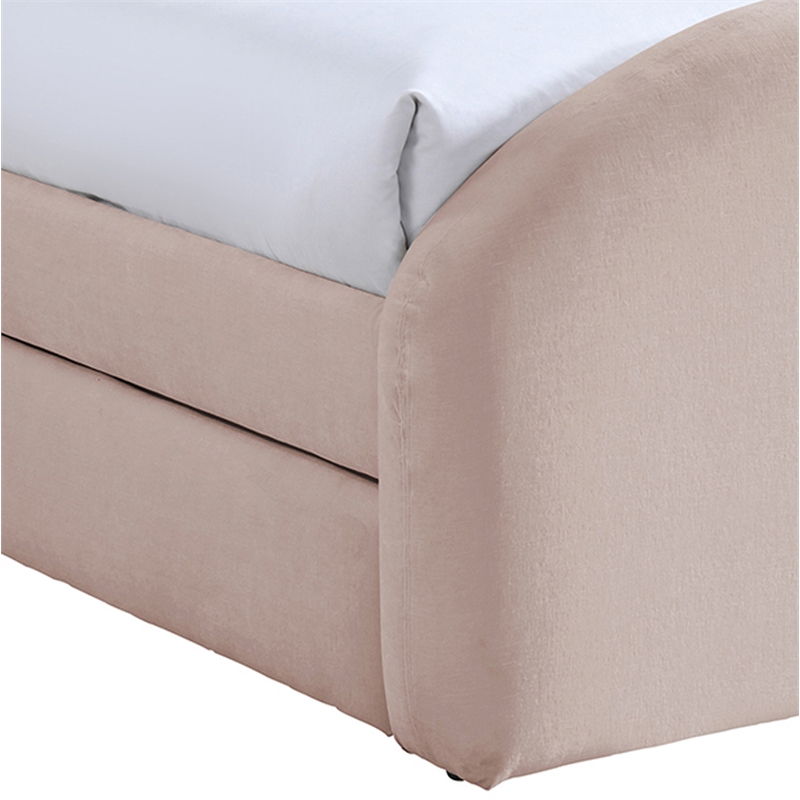 Bowery Hill Contemporary Pink Chenille Fabric Upholstered Twin Trundle Bed