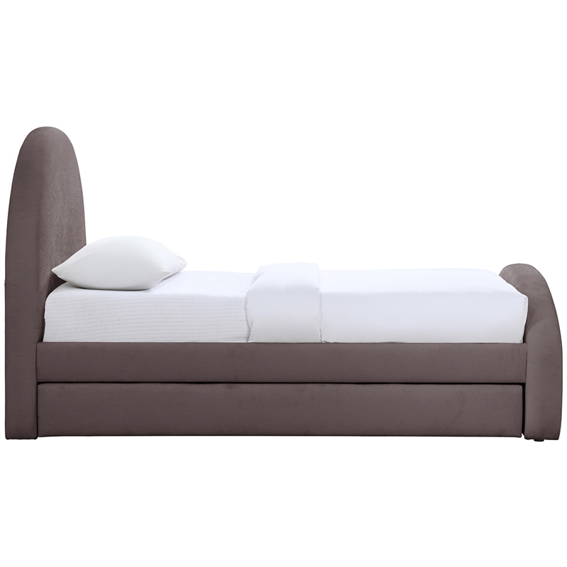Bowery Hill Contemporary Purple Chenille Fabric Upholstered Twin Trundle Bed
