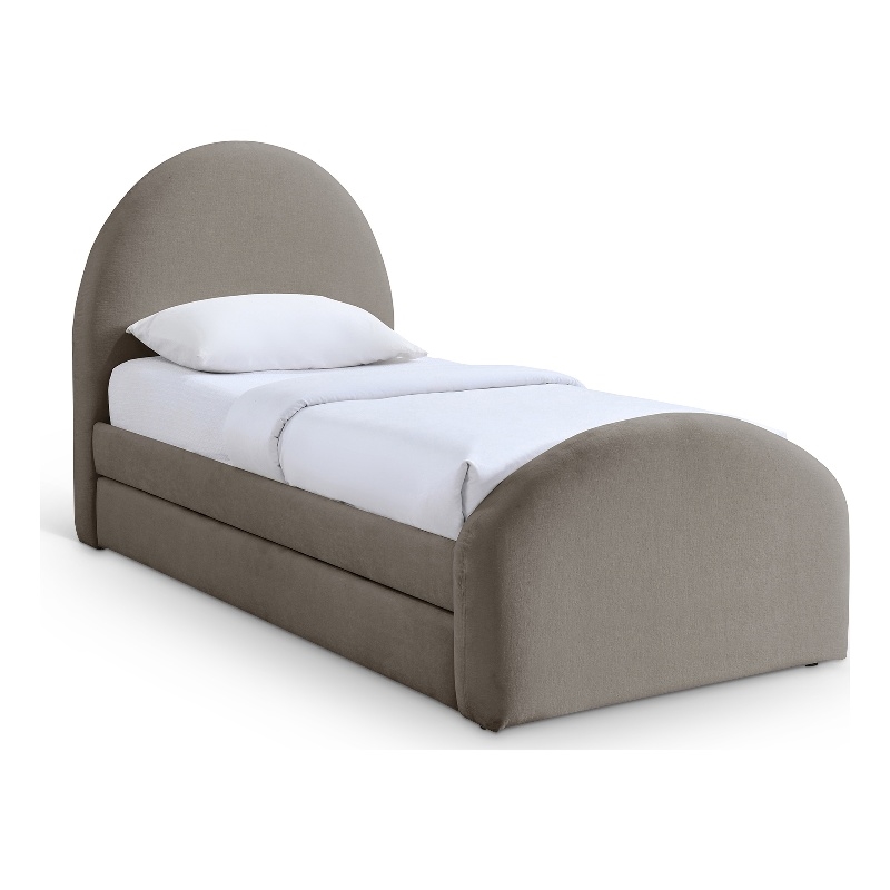 Bowery Hill Contemporary Taupe Chenille Fabric Upholstered Twin Trundle Bed