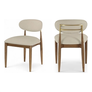 Bowery Hill Contemporary Beige Vegan Leather Dining Side Chair (Set of 2)