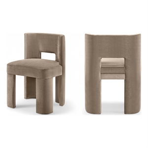 Bowery Hill Contemporary Taupe Velvet Performance Fabric Dining Chair (Set of 2)