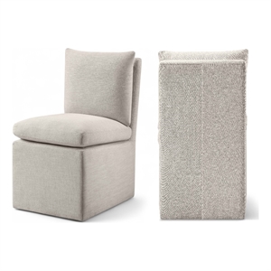 Bowery Hill Contemporary Beige Linen Textured Fabric Dining Chair (Set of 2)