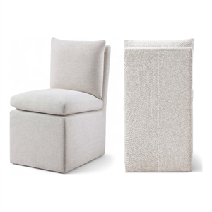 Bowery Hill Contemporary Cream Linen Textured Fabric Dining Chair (Set of 2)