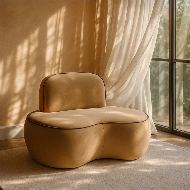 Bowery Hill Contemporary Beige Durable Velvet Upholstered Chair