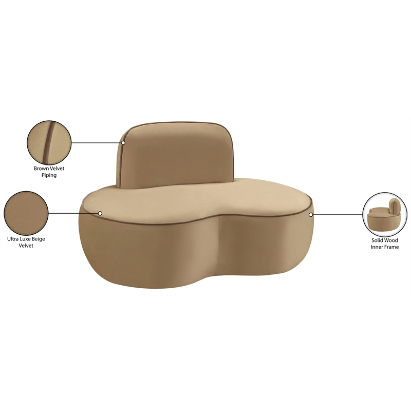 Bowery Hill Contemporary Beige Durable Velvet Upholstered Chair