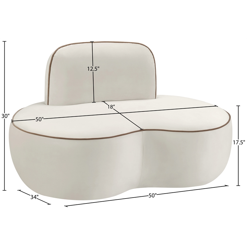Bowery Hill Contemporary Cream Durable Velvet Upholstered Chair