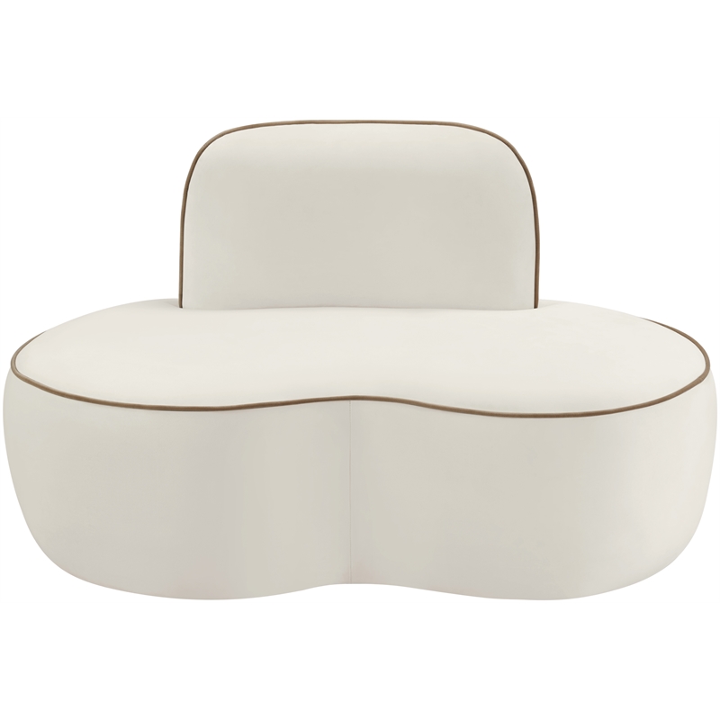 Bowery Hill Contemporary Cream Durable Velvet Upholstered Chair
