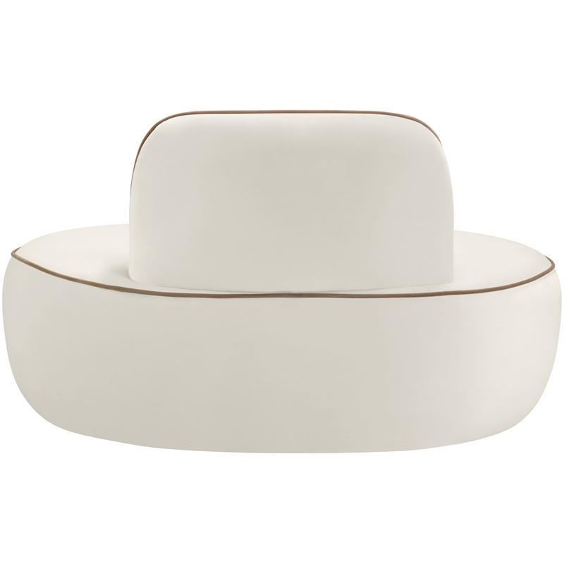 Bowery Hill Contemporary Cream Durable Velvet Upholstered Chair