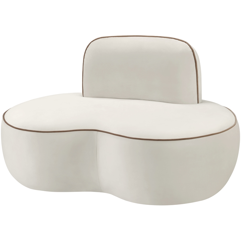Bowery Hill Contemporary Cream Durable Velvet Upholstered Chair