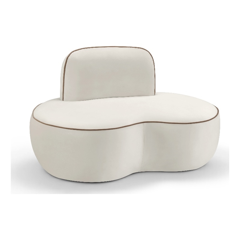 Bowery Hill Contemporary Cream Durable Velvet Upholstered Chair