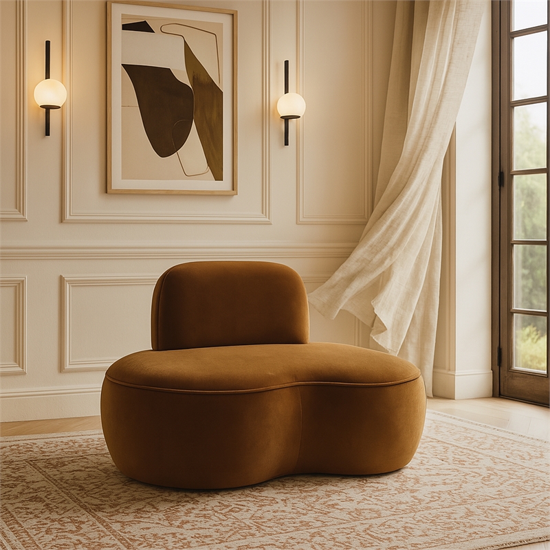 Bowery Hill Contemporary Saddle Durable Velvet Upholstered Chair