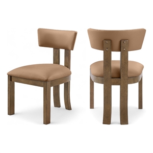 Bowery Hill Contemporary Cognac Vegan Leather Dining Side Chair (Set of 2)