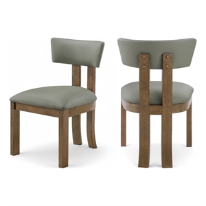 Bowery Hill Contemporary Olive Vegan Leather Dining Side Chair (Set of 2)