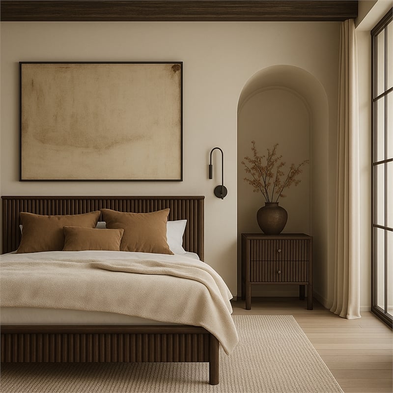 Bowery Hill Mid-Century Modern Rich Walnut Solid Wood Full Bed