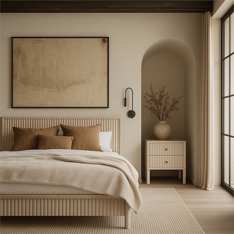 Bowery Hill Mid-Century Modern Rich Natural Solid Wood Full Bed