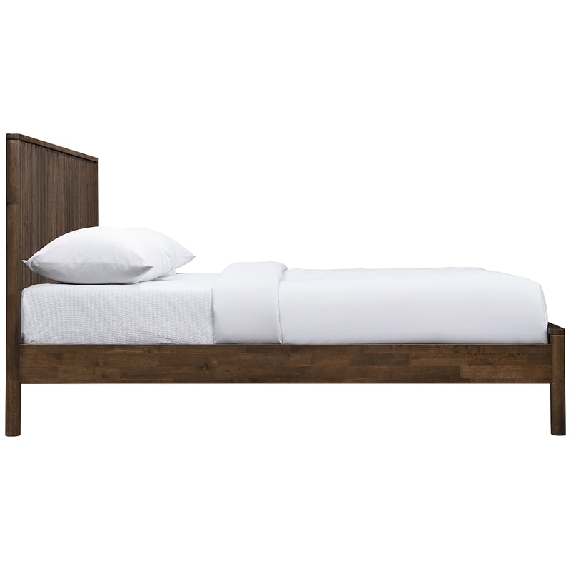 Bowery Hill Mid-Century Modern Rich Walnut Solid Wood King Bed