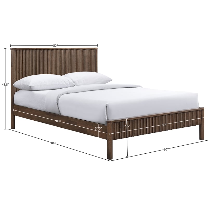 Bowery Hill Mid-Century Modern Rich Walnut Solid Wood King Bed