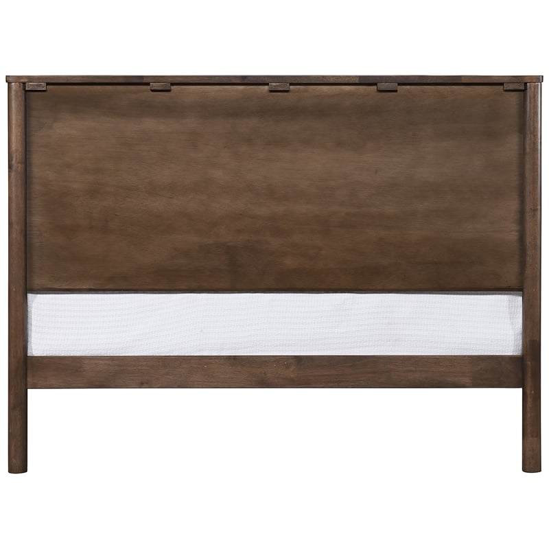 Bowery Hill Mid-Century Modern Rich Walnut Solid Wood Queen Bed
