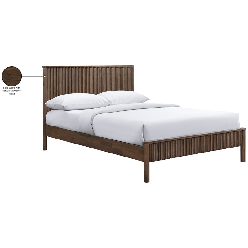 Bowery Hill Mid-Century Modern Rich Walnut Solid Wood Queen Bed