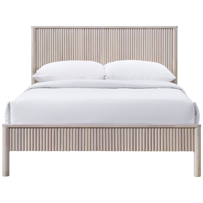 Bowery Hill Mid-Century Modern Rich Natural Solid Wood King Bed