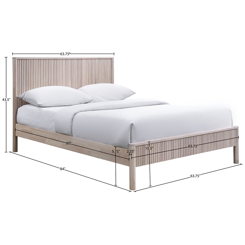 Bowery Hill Mid-Century Modern Rich Natural Solid Wood Queen Bed