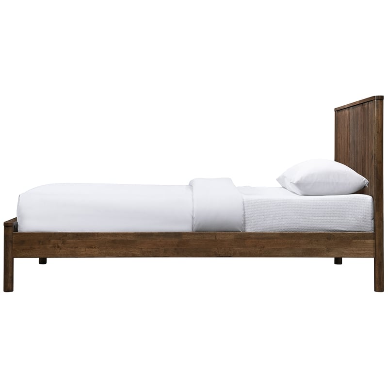 Bowery Hill Mid-Century Modern Rich Walnut Solid Wood Twin Bed