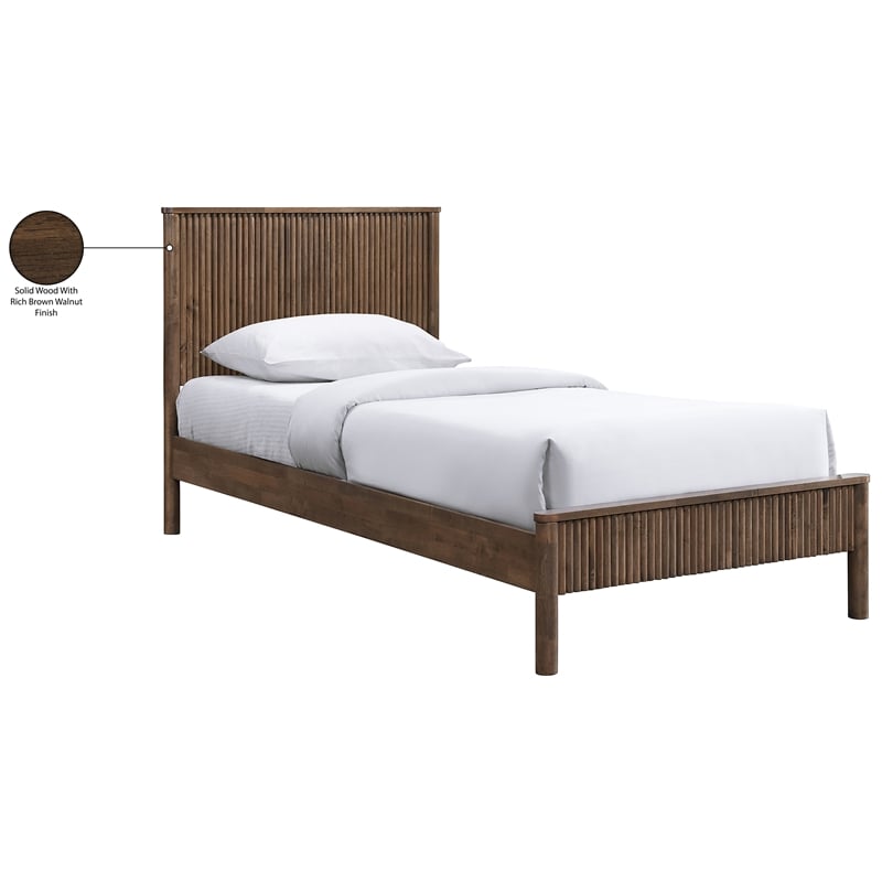 Bowery Hill Mid-Century Modern Rich Walnut Solid Wood Twin Bed