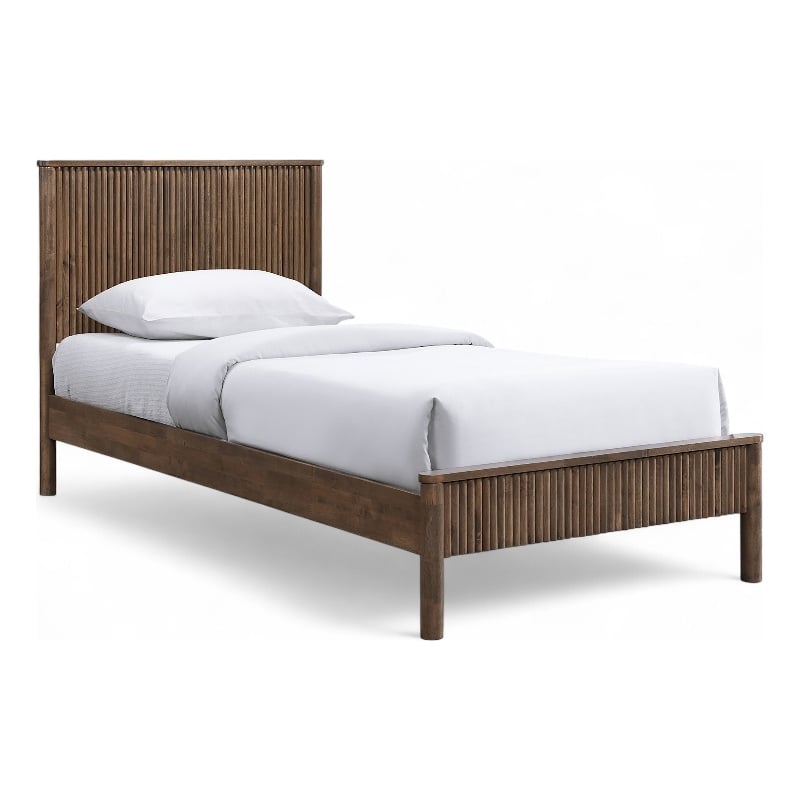 Bowery Hill Mid-Century Modern Rich Walnut Solid Wood Twin Bed