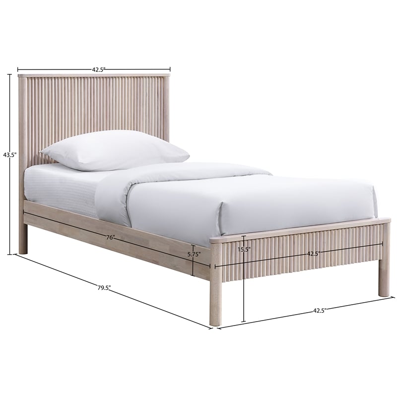 Bowery Hill Mid-Century Modern Rich Natural Solid Wood Twin Bed