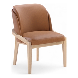 Bowery Hill Contemporary Cognac Vegan Leather Upholstered Dining Chair