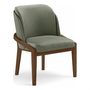 Bowery Hill Contemporary Green Vegan Leather Upholstered Dining Chair
