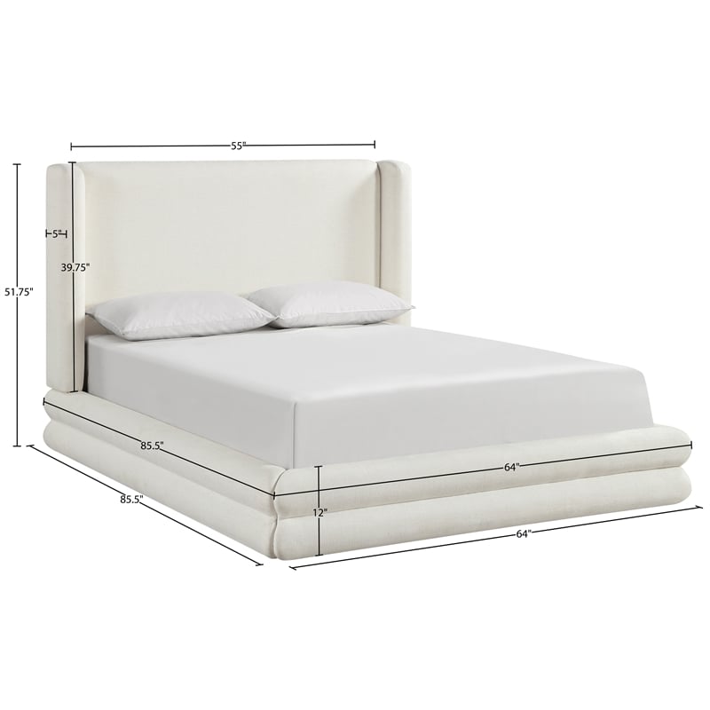Bowery Hill Contemporary Cream Linen Textured Fabric Upholstered Full Bed