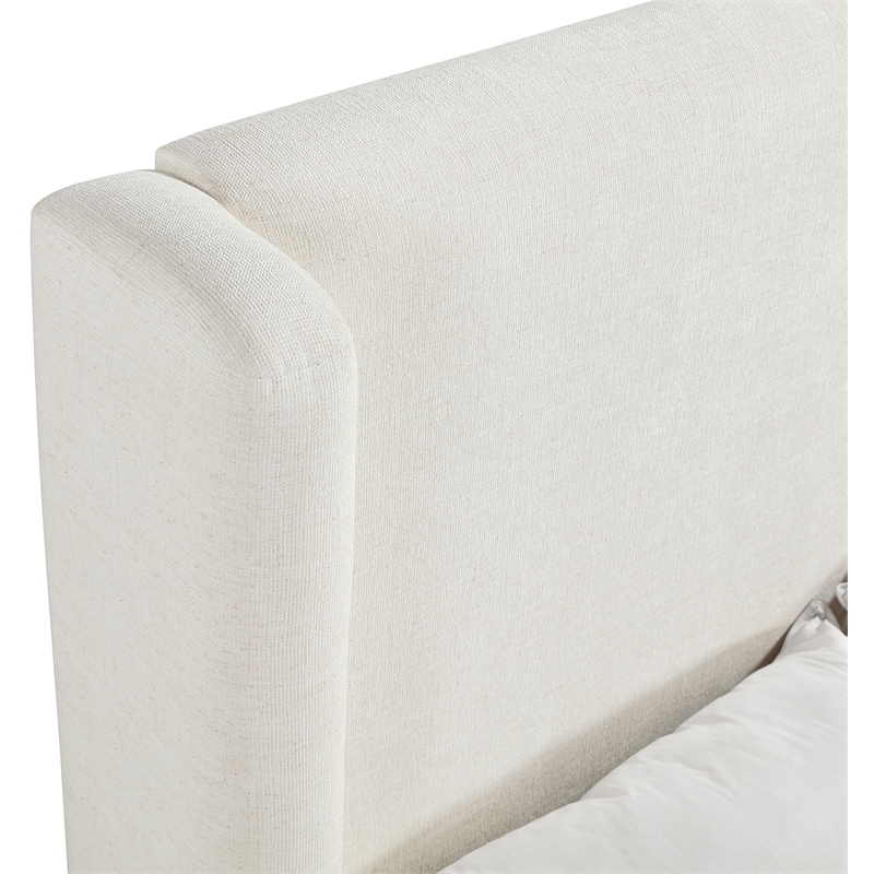 Bowery Hill Contemporary Cream Linen Textured Fabric Upholstered Full Bed