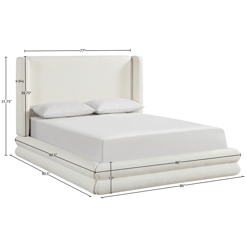 Bowery Hill Contemporary Cream Linen Textured Fabric Upholstered King Bed