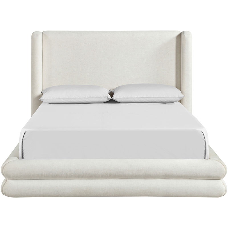 Bowery Hill Contemporary Cream Linen Textured Fabric Upholstered King Bed