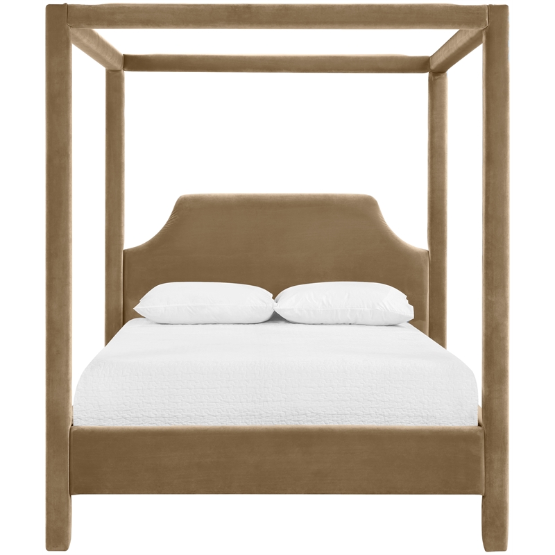 Bowery Hill Contemporary Beige Durable Velvet Upholstered Full Bed