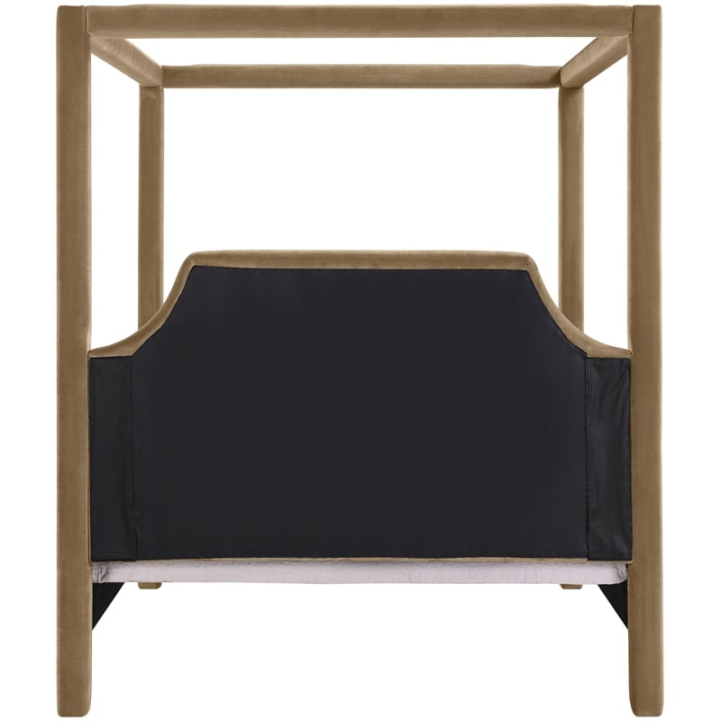 Bowery Hill Contemporary Beige Durable Velvet Upholstered Full Bed