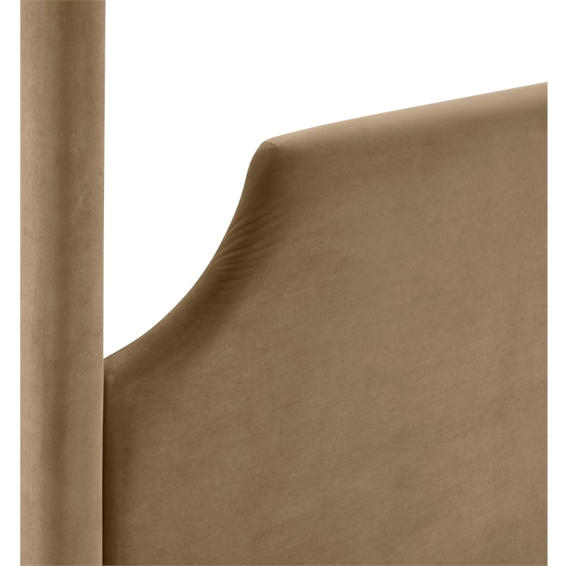 Bowery Hill Contemporary Beige Durable Velvet Upholstered Full Bed