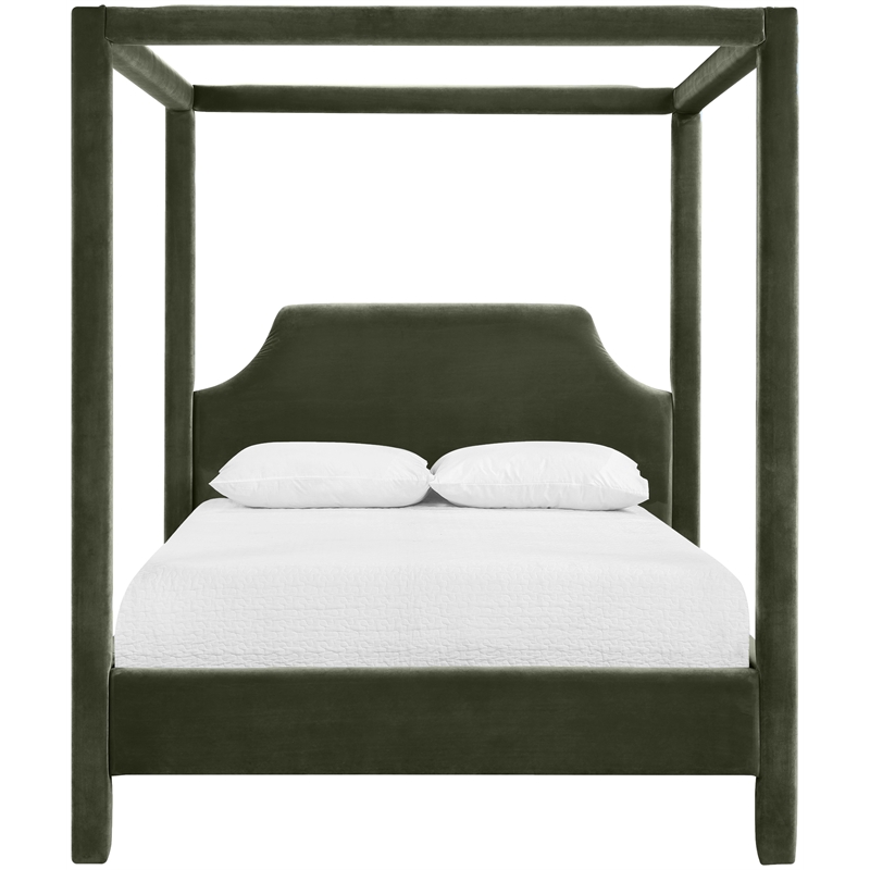 Bowery Hill Contemporary Green Durable Velvet Upholstered Full Bed