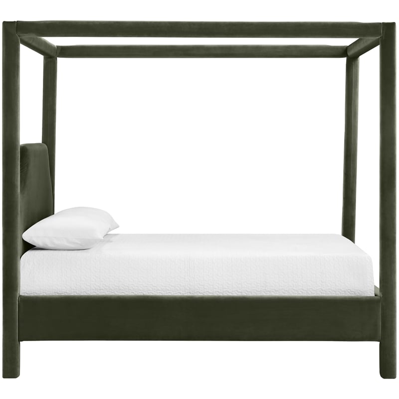 Bowery Hill Contemporary Green Durable Velvet Upholstered Full Bed