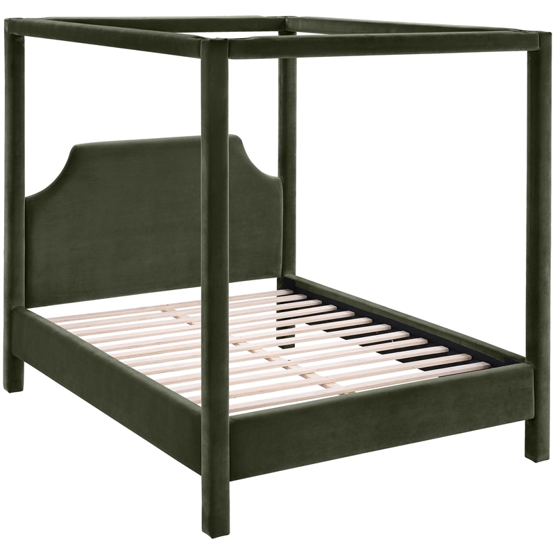 Bowery Hill Contemporary Green Durable Velvet Upholstered Full Bed